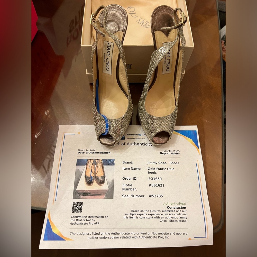 Jimmy Choo 247 Clue Peep Toe Slingback Sandals  - Champagne - 38 - COA!